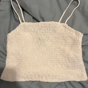 white knitted cropped tank top s/m